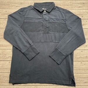 Timberland Rugby Shirt Men's Large Gray Regular Fit Long Sleeve Cotton Athletic